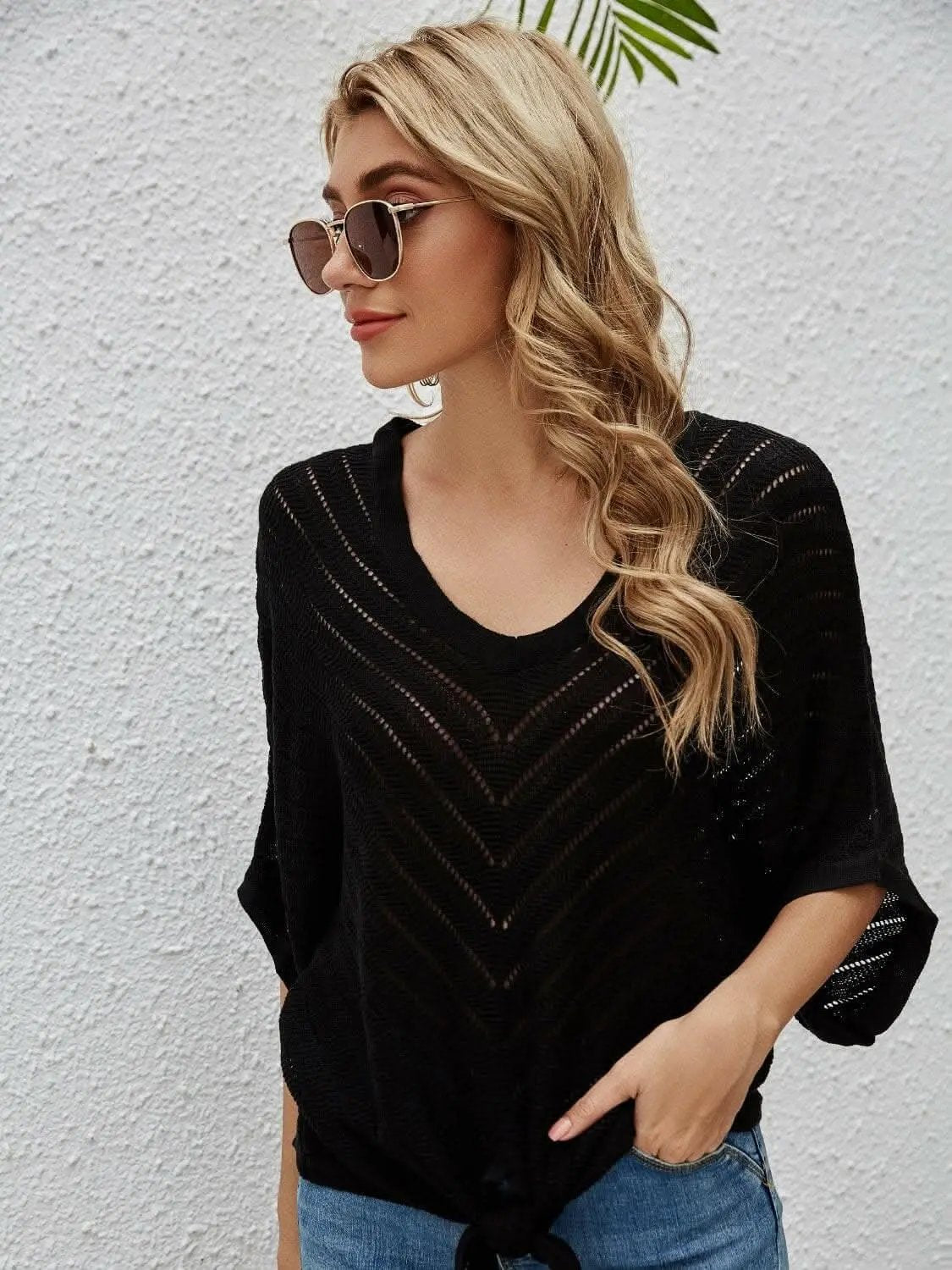 Sheer batwing sleeve cover-up - Love Salve